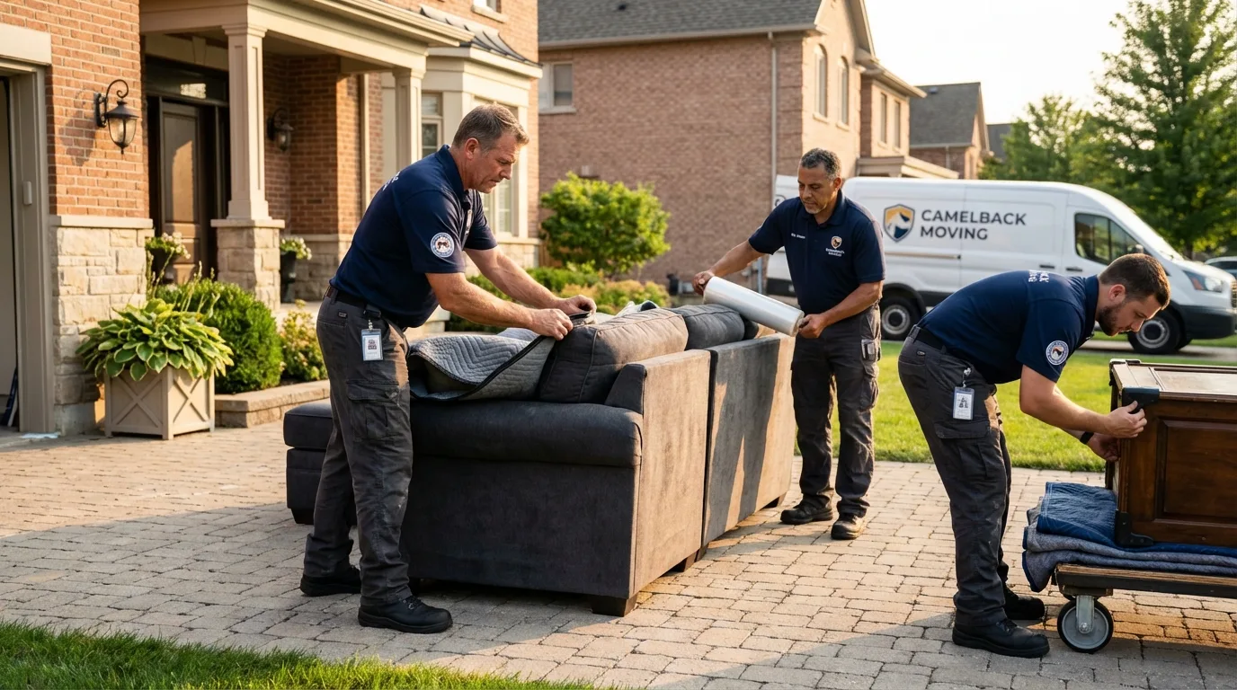 Large estate moving crew wrapping furniture in Groton, SD